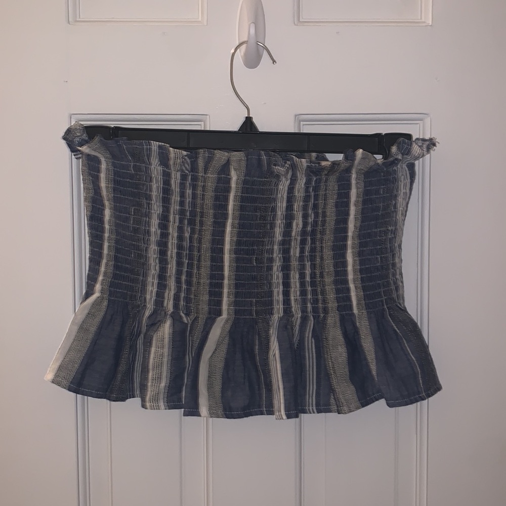 Striped Strapless Crop Top